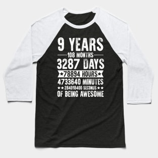 9 Years 108 Months Of Being Awesome Birthday Baseball T-Shirt